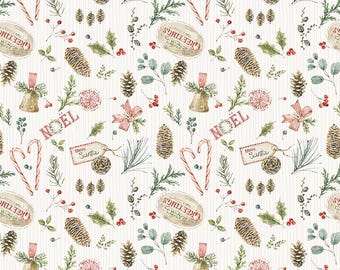 Riley Blake Designs Holiday Spirit Christmas Toss Cream by Lisa Audit (CD17461-CREAM) 1/2-YD Increments
