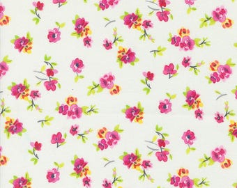 Moda Flower Patches Vintage Chintz Cloud (21828 11) 1/2-YD Increments*Amarilys Henderson*Floral Fabric*Butterfly Fabric*Bright Flowers*