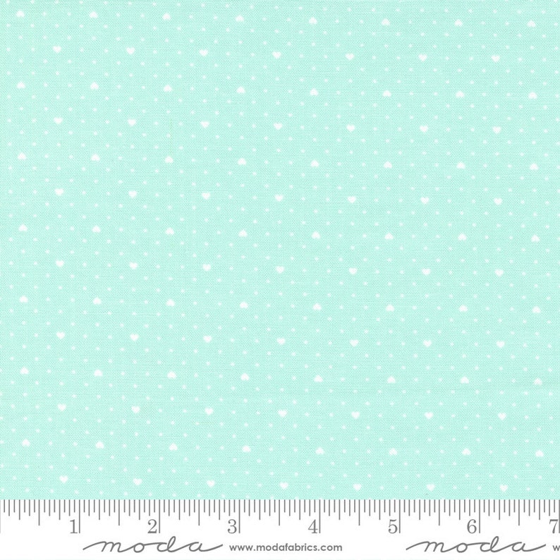 Moda Lighthearted Heart Dot Aqua (55298 13) 1/2 Yard Increments*tiny ...