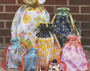 Lined Drawstring Bag Pattern by Jeni Baker*Drawstring Bags*Bag Pattern*Quilted Bag Pattern*Small Bag Pattern*Laundry Bag Pattern*Travel Bag*