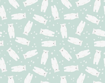 Riley Blake Designs Nice Ice Baby Polar Bears Mint (C11601-MINT) 1/2-YD Increments