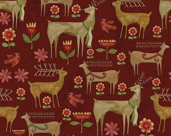 Riley Blake Designs Kringle Garden Red (C13442-RED) 1/2-Yard Increments