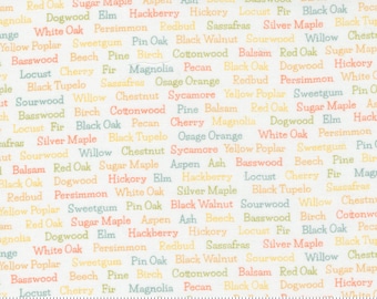 Moda Cozy Up Trees Text Cloud  (29124 11) 1/2 Yard Increments