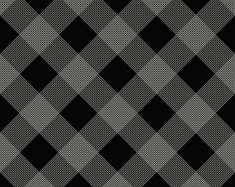 Riley Blake Designs Fleur Noire Line Plaid Black (C12527-BLACK) 1/2 YD Increments