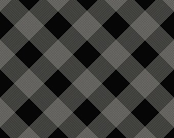 Riley Blake Designs Fleur Noire Line Plaid Black (C12527-BLACK) 1/2 YD Increments