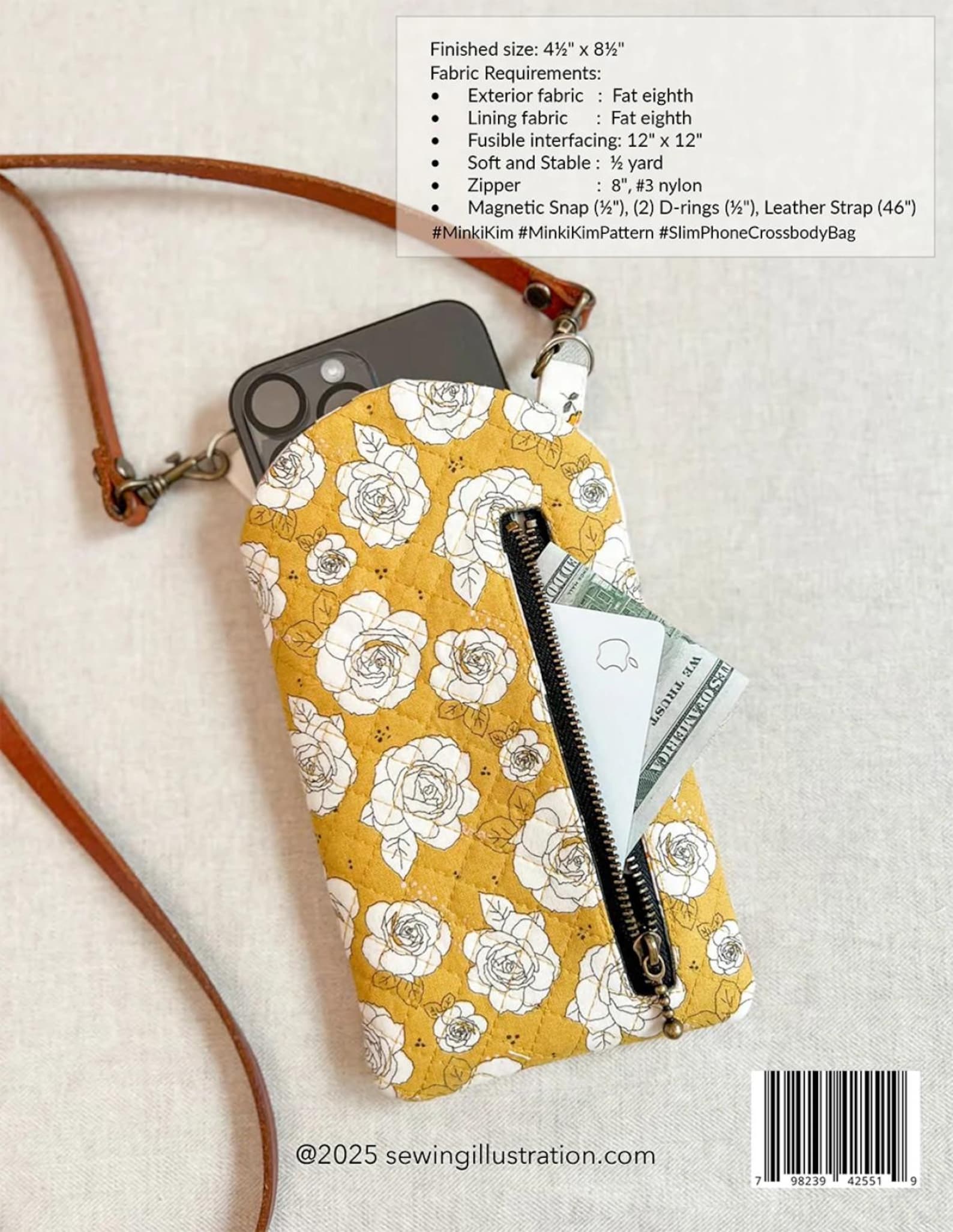 Slim Phone Crossbody Bag Pattern From Sewing Illustration by Minki Kim ...