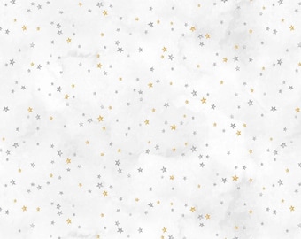Henry Glass Christmas in Color Starry Sky Silver (2451- 91) 1/2-YD Increments
