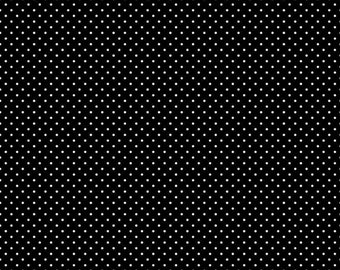 Riley Blake Designs White Swiss Dot on Black (C670-110 BLACK) 1/2 Yard Increments