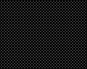 Riley Blake Designs White Swiss Dot on Black (C670-110 BLACK) 1/2 Yard Increments