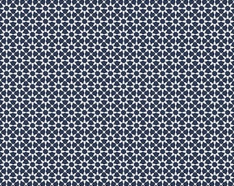 Riley Blake Designs Gingham Foundry Stars Navy (C11135-NAVY) 1/2 YD Increments