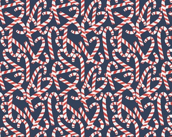 Dear Stella Snow Much Fun Candy Canes (STELLA-DCJ2203 SEAPORT) 1/2 Yard Increments