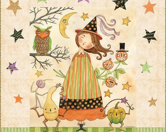 Riley Blake Designs Ghoul Friends Panel (C16050-BLACK) 1/2-Yard Increments*Halloween Fabric*Whimsical Halloween Fabric*Teresa Kogut