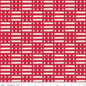 Riley Blake Designs Land of the Brave Stars and Stripes Red (C13141-RED) 1/2 Yard Increments*Patriotic Stripe*Land of the Brave Stripes
