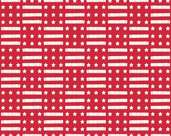Riley Blake Designs Land of the Brave Stars and Stripes Red (C13141-RED) 1/2 Yard Increments