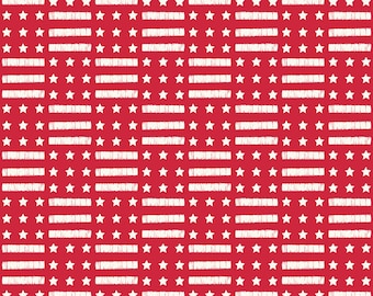 Riley Blake Designs Land of the Brave Stars and Stripes Red (C13141-RED) 1/2 Yard Increments