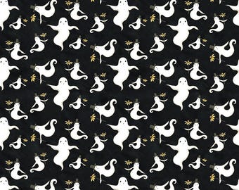 Riley Blake Designs Spooky Ghosts Black by Teresa Kogut (C17571-BLACK) 1/2-YD increments