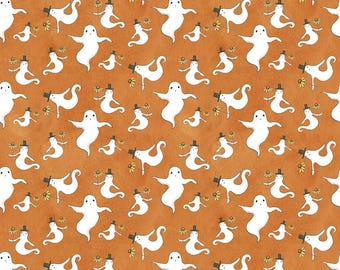 Riley Blake Designs Spooky Ghosts Orange by Teresa Kogut (C17571-ORANGE) 1/2-YD increments