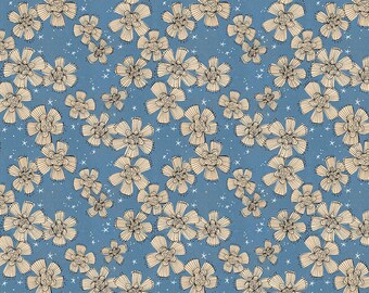 Free Spirit Spirit of Halloween Nocturnal Bloom Blue (PWCD004.XBLUE) 1/2 yard Increments