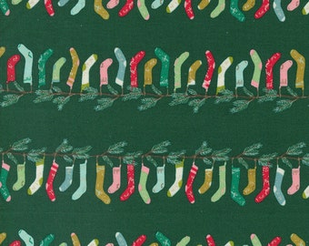 Moda Cozy Wonderland Stocking Stripe Pine (45592 23) 1/2-Yard Increments*Christmas Stocking Fabric*Christmas Fabric*Stripe Print*Holiday*