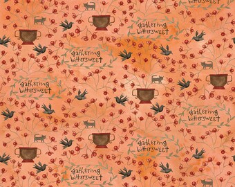 Riley Blake Designs Bittersweet Farm Gathering Orange (C14852-ORANGE) 1/2-YD Increments*Fall Fabric*Whimsical Fall*Fall Foliage Fabric