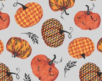 Studio E Paranormal Parade Pumpkins (8323-09 Light Gray) 1/2-YD Increments