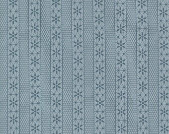 Moda Snowman Gatherings IV Crystal Stripe Frozen (49252 12) 1/2-YD Increments*Snowman Gatherings*Winter Blue Fabric*Snowflake Fabric*Stripe*