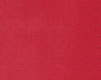 Moda Magic Dot Cherry (5230 15) 1/2 Yard Increments*White Dot on Red*Small Dot Fabric*Pin Dots*Pin Dots*Magic Dot*Lella Boutique*Red*