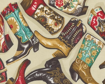 Moda Saddle Ranch Boot Scootin' Trail Dust (33791 12) 1/2-YD Increments* Cowboy Fabric*Cowboy Boot Fabric*Novelty Cowboy*Boots*Western*