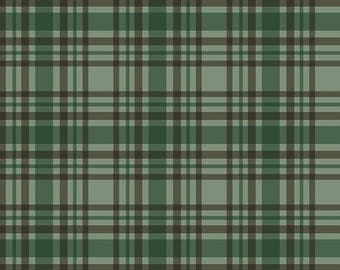 Riley Blake Designs Let's Get Lost in the Woods Plaid Green (C15123-GREEN) 1/2-YD Increments*Cabin Print*Plaid*Wilderness Plaid*Cabin Plaid*