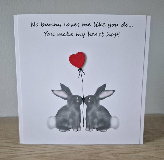 Handmade Bunny Valentines Card: Rabbit Love Card