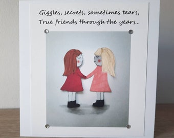 Handmade Friends Birthday Card: Giggles, Secrets, Tears