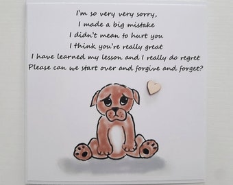 Handmade Sorry Card: Apology with Sad Puppy