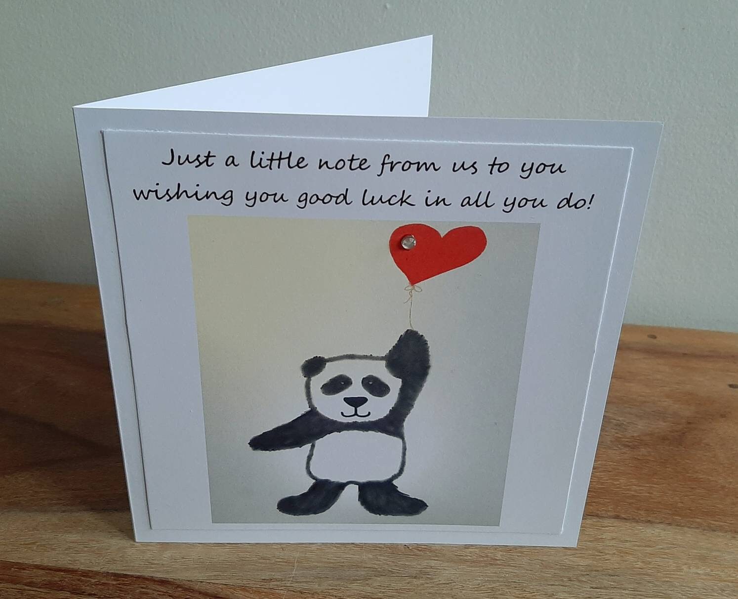 Good luck card. Panda Good luck card. Handmade Panda card. Etsy