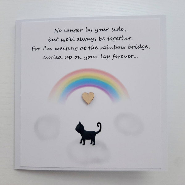 Handmade Cat Sympathy Card: Rainbow Bridge Bereavement