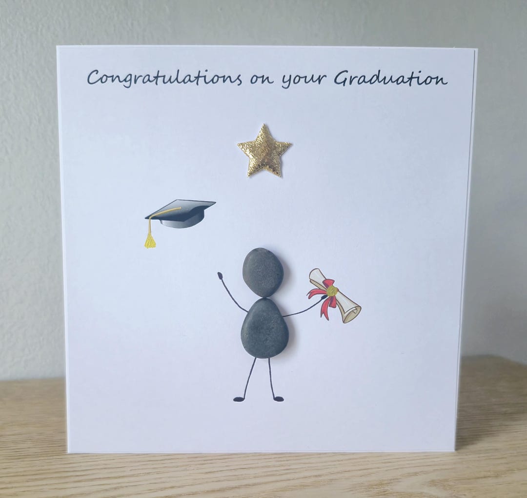 Handmade Graduation Pebble Art Card: Personalisable Congratulations - Etsy