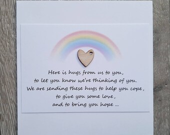 Thinking of you greeting cards. Encouragement greeting cards. Sending love card. Sending hugs card. Rainbow hug greeting card. Giving hope.