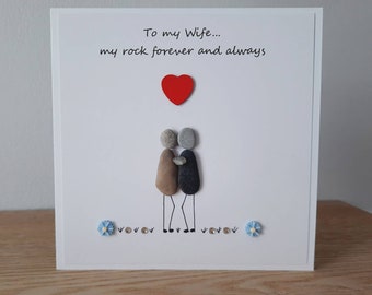 Handmade Pebble Art Wife Card, Anniversary Gift
