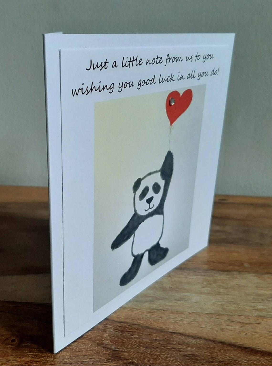 Good luck card. Panda Good luck card. Handmade Panda card. Etsy