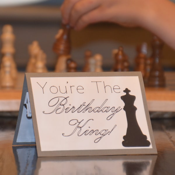 Chess Pop-Up Card; Chess Birthday Card; "You're the Birthday King/Queen"; Chess Pieces, Chess Set; Handmade; Free Shipping