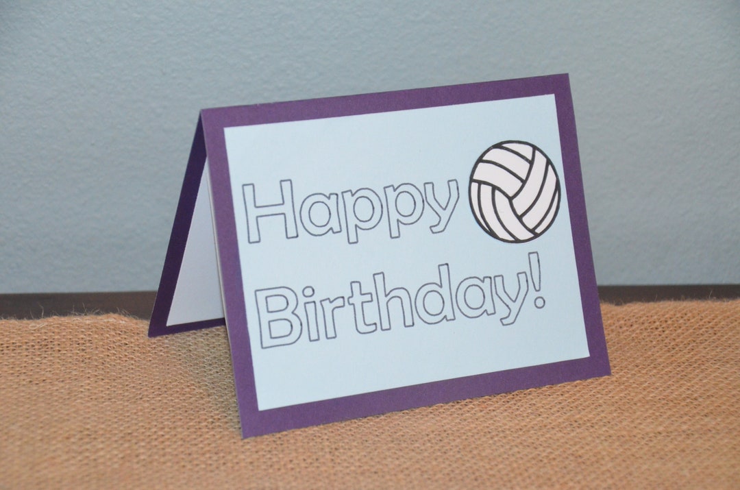 Volleyball Popup Card Volleyball Birthday Card happy Birthday Purple