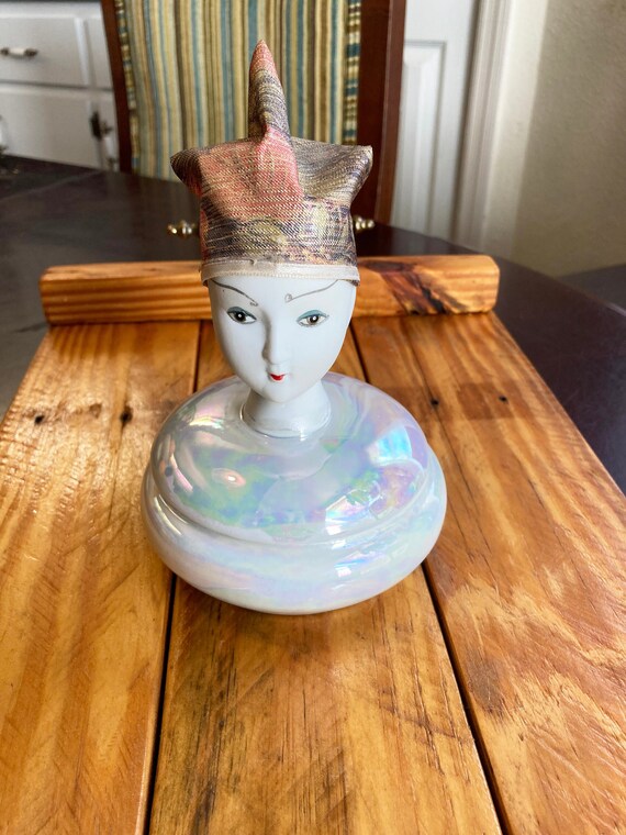 Porcelain Harlequin Head Trinket Box - image 1