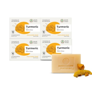 Organic Ayurveda Turmeric Soap ( 4-pack ) | Turmeric Soap | 100% Organic Turmeric |  Ayurvedic Soap, Skin Glow Soap for all skin types