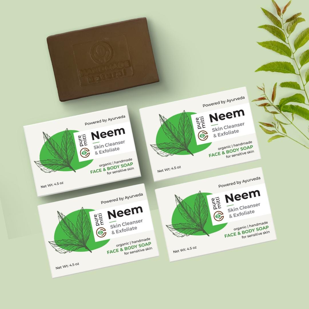 Organic Neem Handmade Soap 4-pack | Ayurvedic Soap, Skin Cleanser and ...