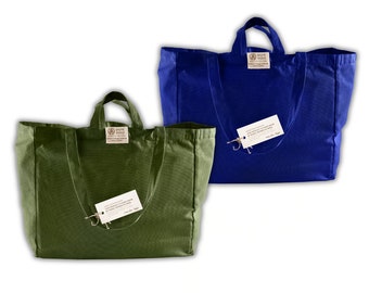 Colored Multi-Pocket Canvas Market Farmers Market Bag,  Sustainable & Reusable Grocery Bag, Zero Waste Handmade Canvas Tote Bag, Eco Bag