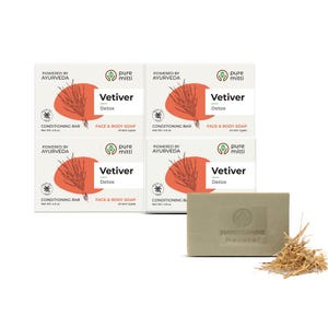 Organic Vetiver Handmade Soap ( 4-pack ), Ayurvedic Soap, Calming Soap for all skin types