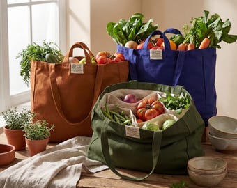 Mother’s Day Gift Cotton Canvas Tote Bag, Reusable Grocery Bag, Eco Friendly Multi Pocket Tote, Handmade Market Bag, Shopping Bag