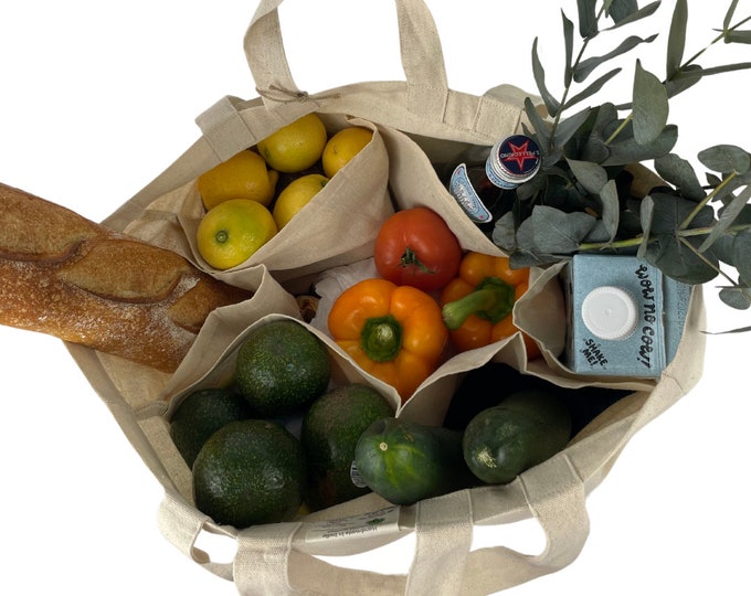 Organic Cotton Canvas Tote Bag, Multi-Pocket Farmers Market Bag, Mother’s Day Gift Cotton Canvas Tote Bag