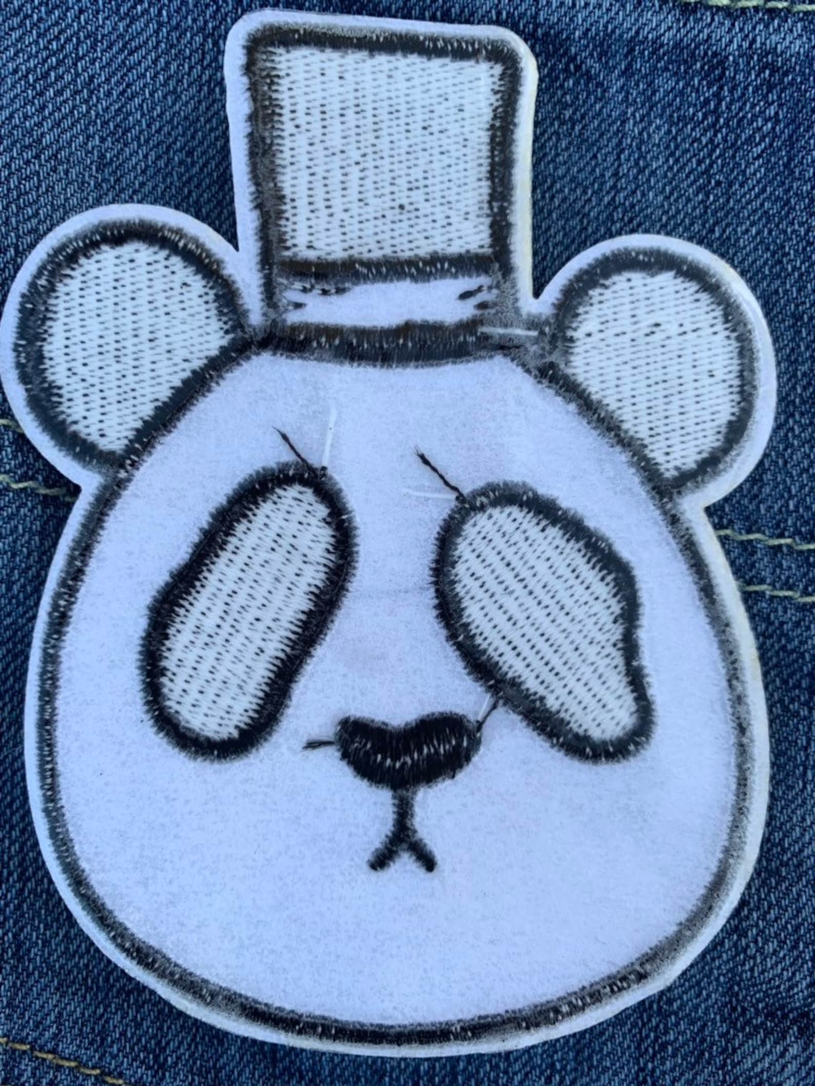 Top hat panda iron on patch large panda in a hat patch  etsy Top hat panda iron on patch large panda in a hat patch  etsy
