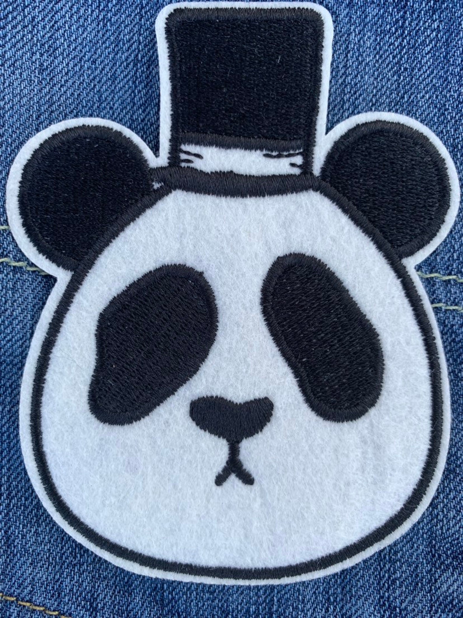 Top hat panda iron on patch large panda in a hat patch  etsy Top hat panda iron on patch large panda in a hat patch  etsy