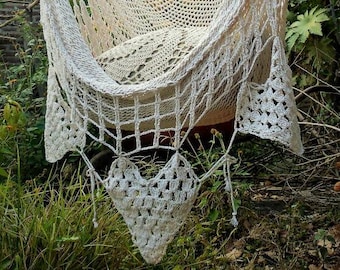 Beige hammock chair beautiful heart crochet, decor home hanging chair cotton handmade.Hammock crochet macrame hanging chair.Express shipping